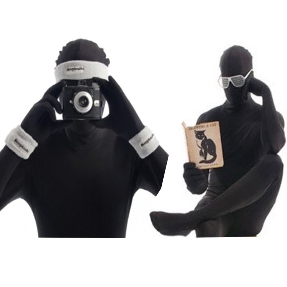 NWT Morphsuits Adult 3-piece SILVER Sweatband Costume Set with Sunglasses